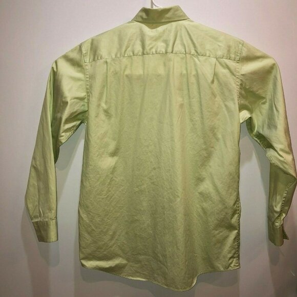 Banana Republic Large Sz 16-16.5 Green Fitted Long Sleeve Button Front Shirt - Picture 6 of 10